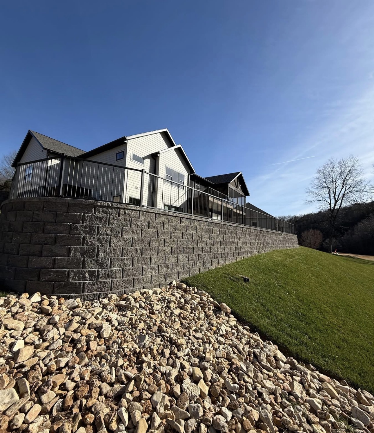 Modern Hillside Wall + Drainage